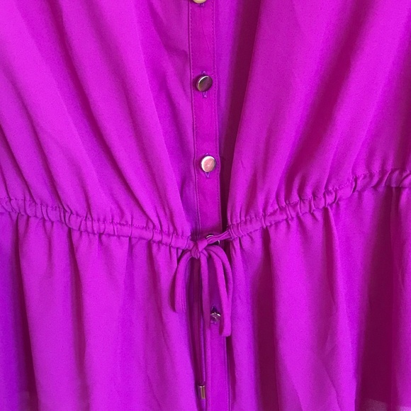 LANE BRYANT Peplum Button Down Blouse Purple Fushia Top Women’s Plus Size 14 1X - Picture 4 of 16